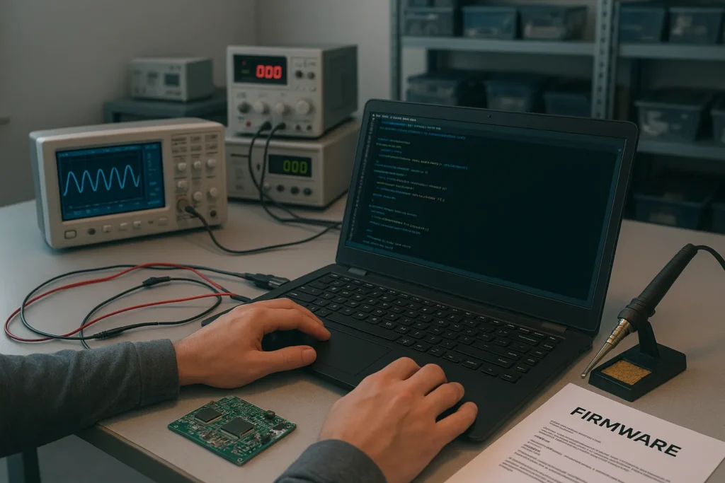 Laboratorio interno di progettazione hardware e firmware per sistemi di illuminazione LED con centraline elettroniche per il controllo della luce PWM alba, tramonto, giorno e notte