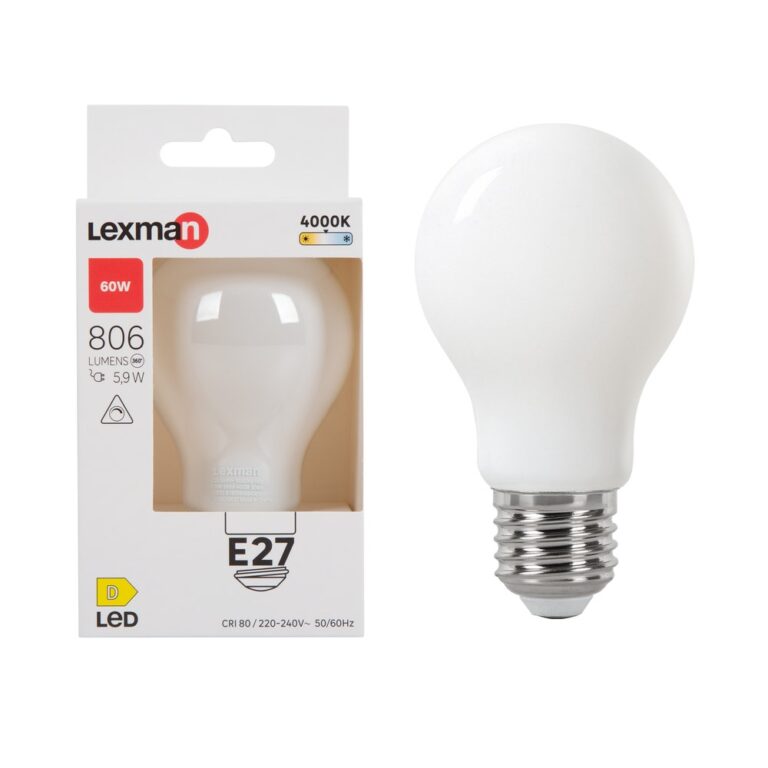 LED-Lampe Lexman 5,9 W E27 Rauchglas, Naturweiß 4000 K