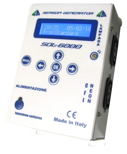 "Programmatore di luce Seasongenerator Sol-6000 per lampade a incandescenza e neon, insieme ai modelli Sol-5000 e Sol-6000Canary per l’illuminazione di allevamenti di uccelli uccelli da richiamo"